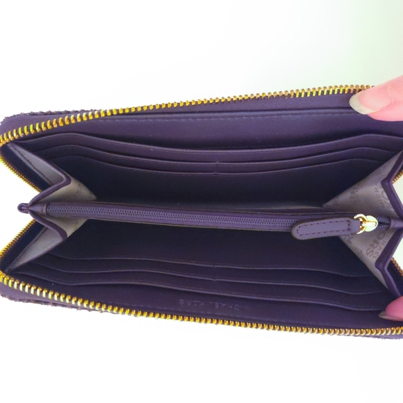 Michael Kors Purple & Gold Snakeskin Continental Zip Wallet - Picture 5 of 6